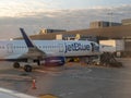 JetBlue Airbus A320 sitting on JFK runway tarmac refueling